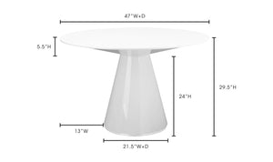 Otago Round Dining Table White