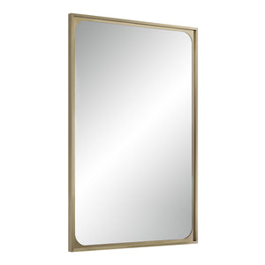 Sati Wall Mirror angled view featuring a gold frame and smooth reflective surface.