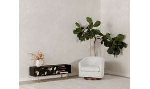 angle view of Oscy Swivel Chair Splashed White luxury Chair