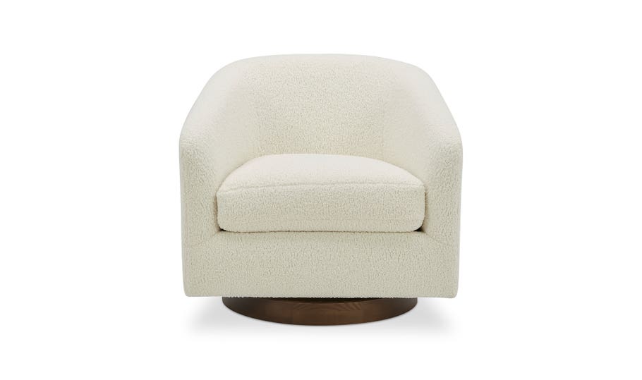 front view of Oscy Swivel Chair Shearling White luxury Chair