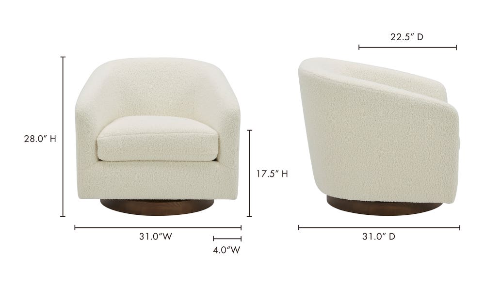 lifestyle view of Oscy Swivel Chair Shearling White luxury Chair