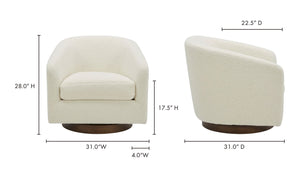 Oscy Swivel Chair Shearling White