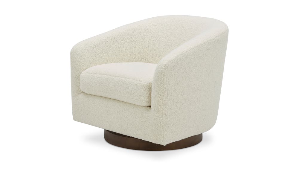 lifestyle view of Oscy Swivel Chair Shearling White luxury Chair