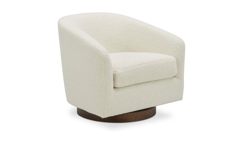 lifestyle view of Oscy Swivel Chair Shearling White luxury Chair