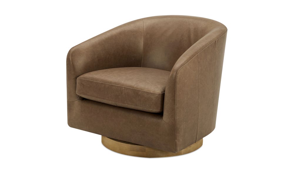 side view of Oscy Leather Swivel luxury Chair
