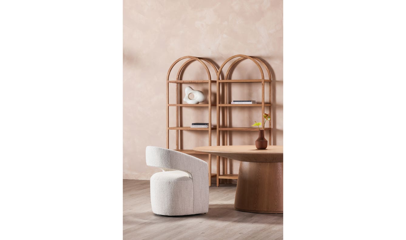 detail view of Barrow Rolling Dining Chair White Mist luxury Chair