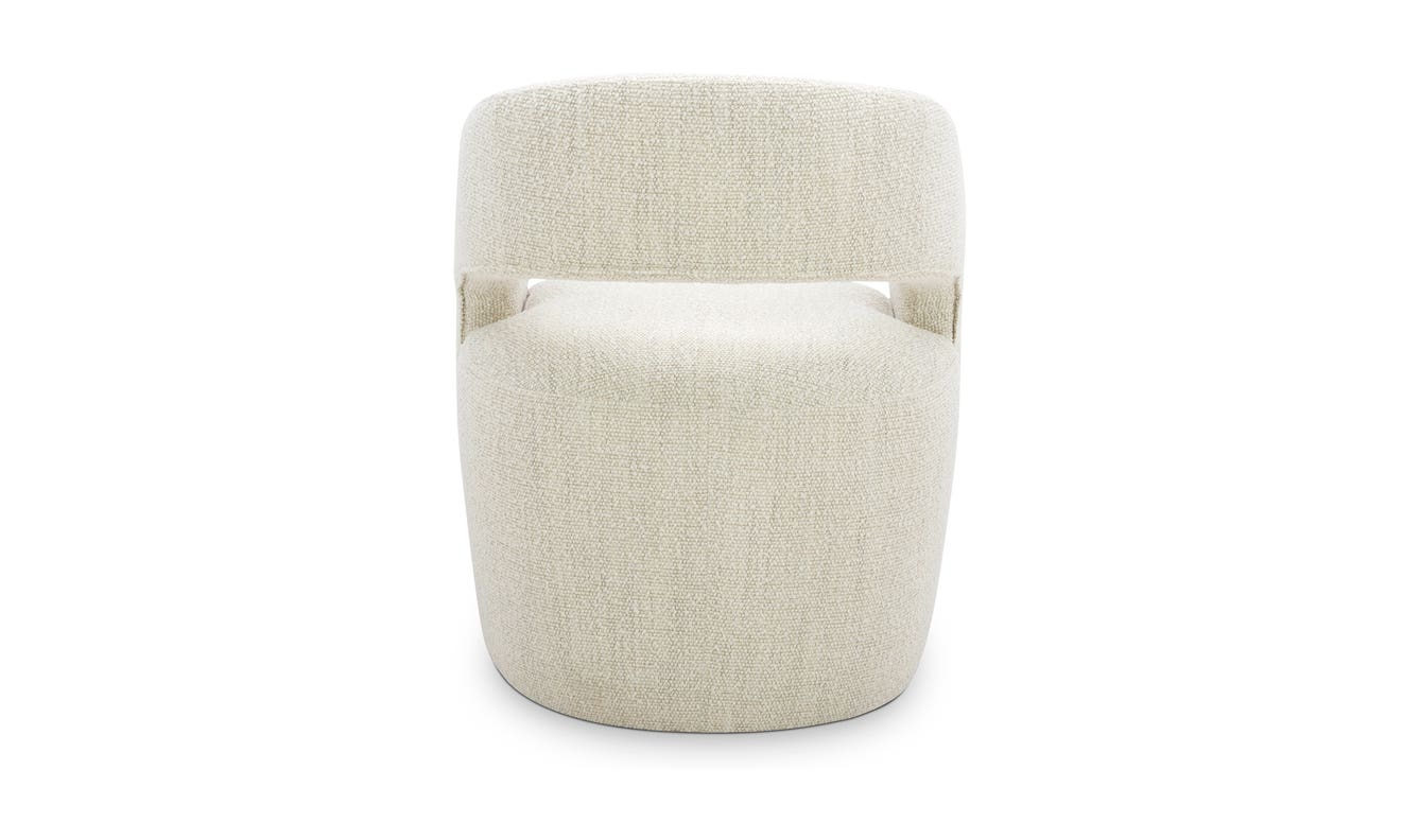 lifestyle view of Barrow Rolling Dining Chair White Mist luxury Chair