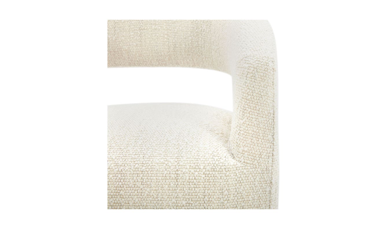 lifestyle view of Barrow Rolling Dining Chair White Mist luxury Chair