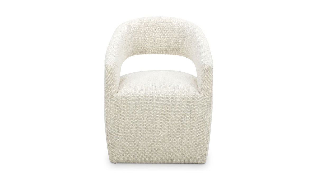 front view of Barrow Rolling Dining Chair White Mist luxury Chair