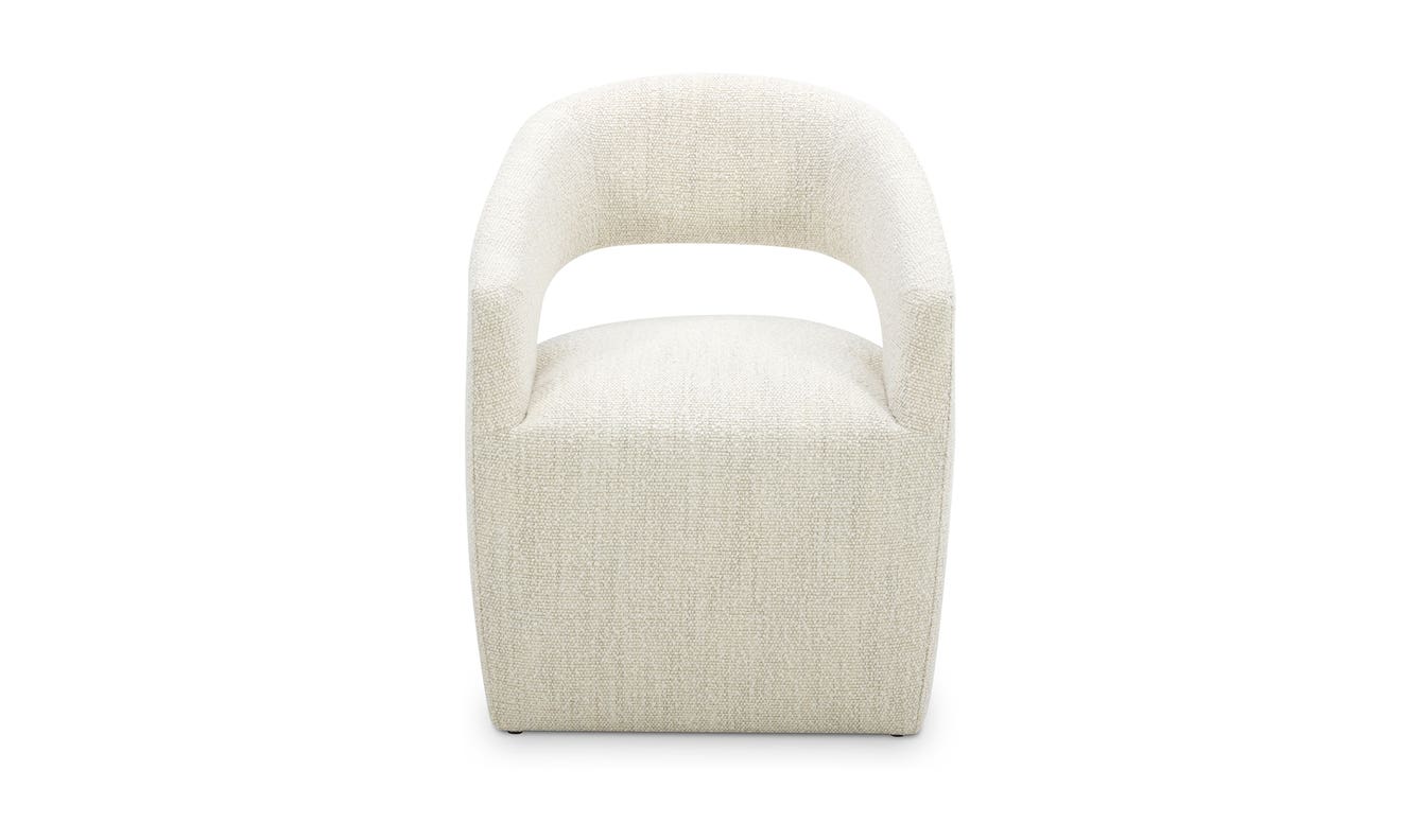 front view of Barrow Rolling Dining Chair White Mist luxury Chair