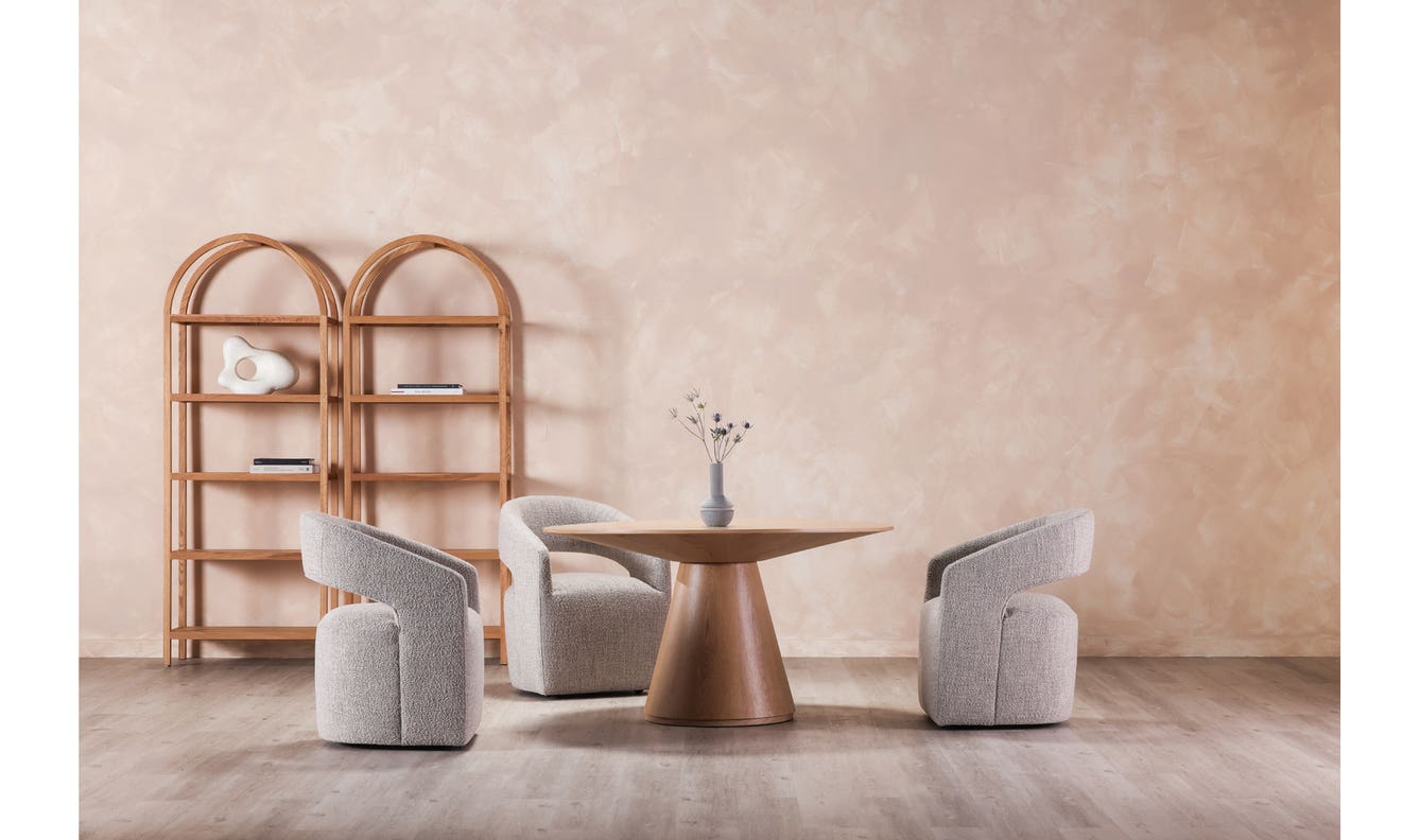 lifestyle view of Barrow Swivel Dining Chair Grey Storm luxury Chair