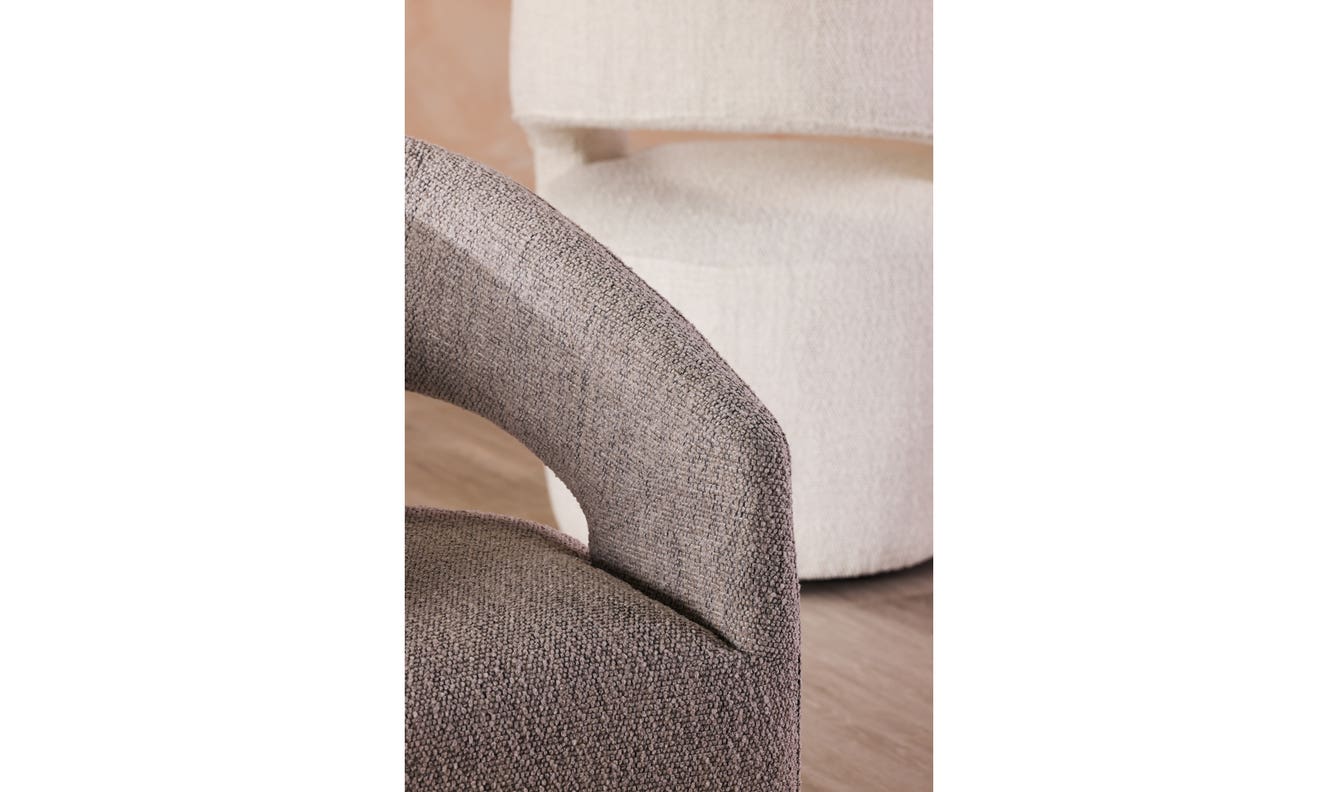 lifestyle view of Barrow Swivel Dining Chair Grey Storm luxury Chair