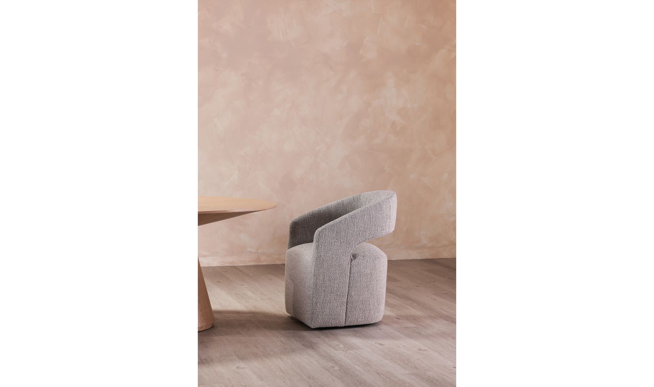lifestyle view of Barrow Swivel Dining Chair Grey Storm luxury Chair