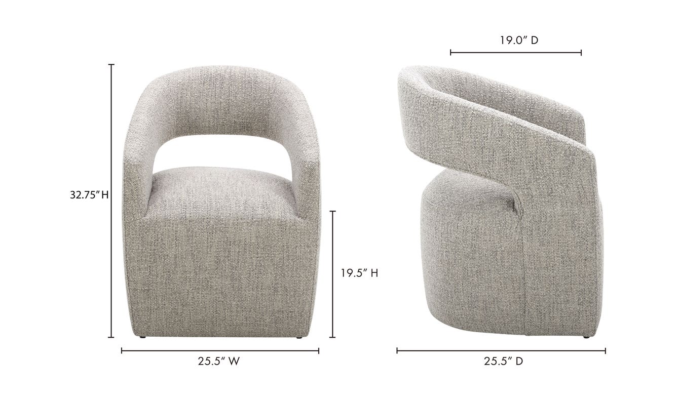 lifestyle view of Barrow Swivel Dining Chair Grey Storm luxury Chair
