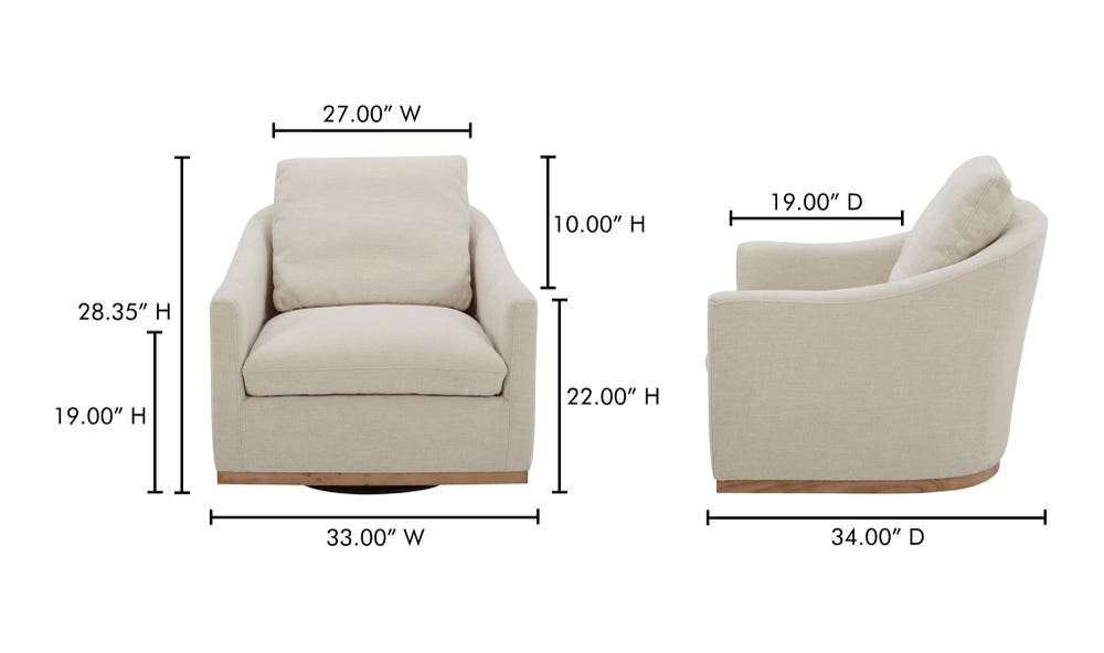 lifestyle view of Linden Swivel Chair Beige luxury Chair