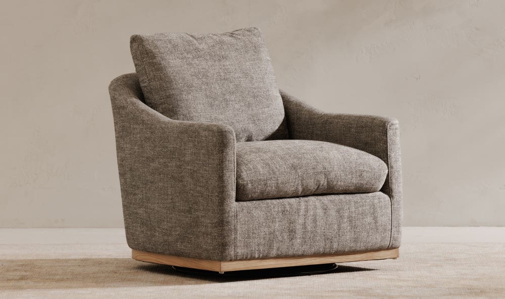 angle view of Linden Swivel Chair Slated Moss luxury Chair