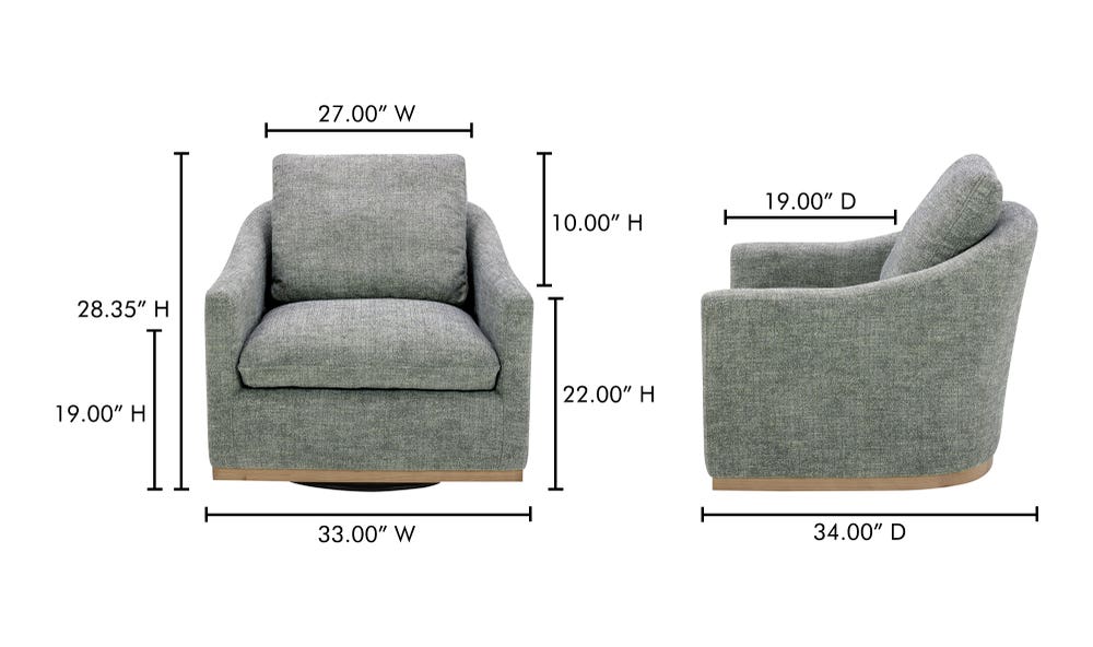 lifestyle view of Linden Swivel Chair Slated Moss luxury Chair
