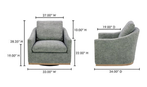 lifestyle view of Linden Swivel Chair Slated Moss luxury Chair