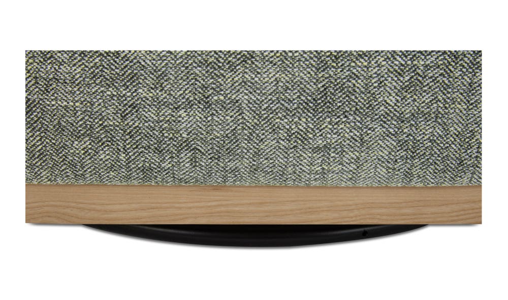 lifestyle view of Linden Swivel Chair Slated Moss luxury Chair