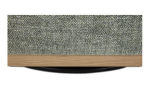 lifestyle view of Linden Swivel Chair Slated Moss luxury Chair
