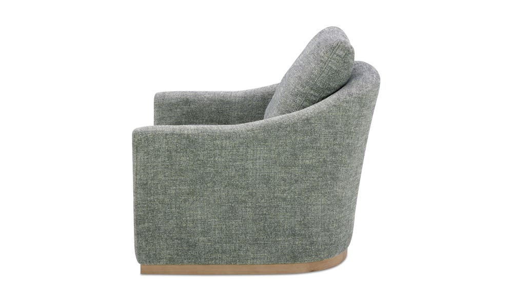 detail view of Linden Swivel Chair Slated Moss luxury Chair