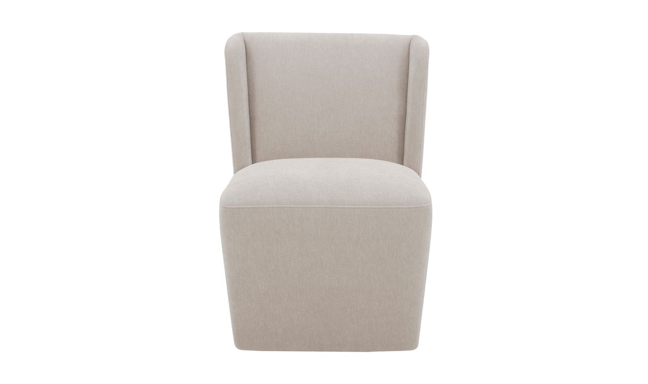 front view of Cormac Rolling Dining Chair Performance Fabric Warm Sand luxury Chair
