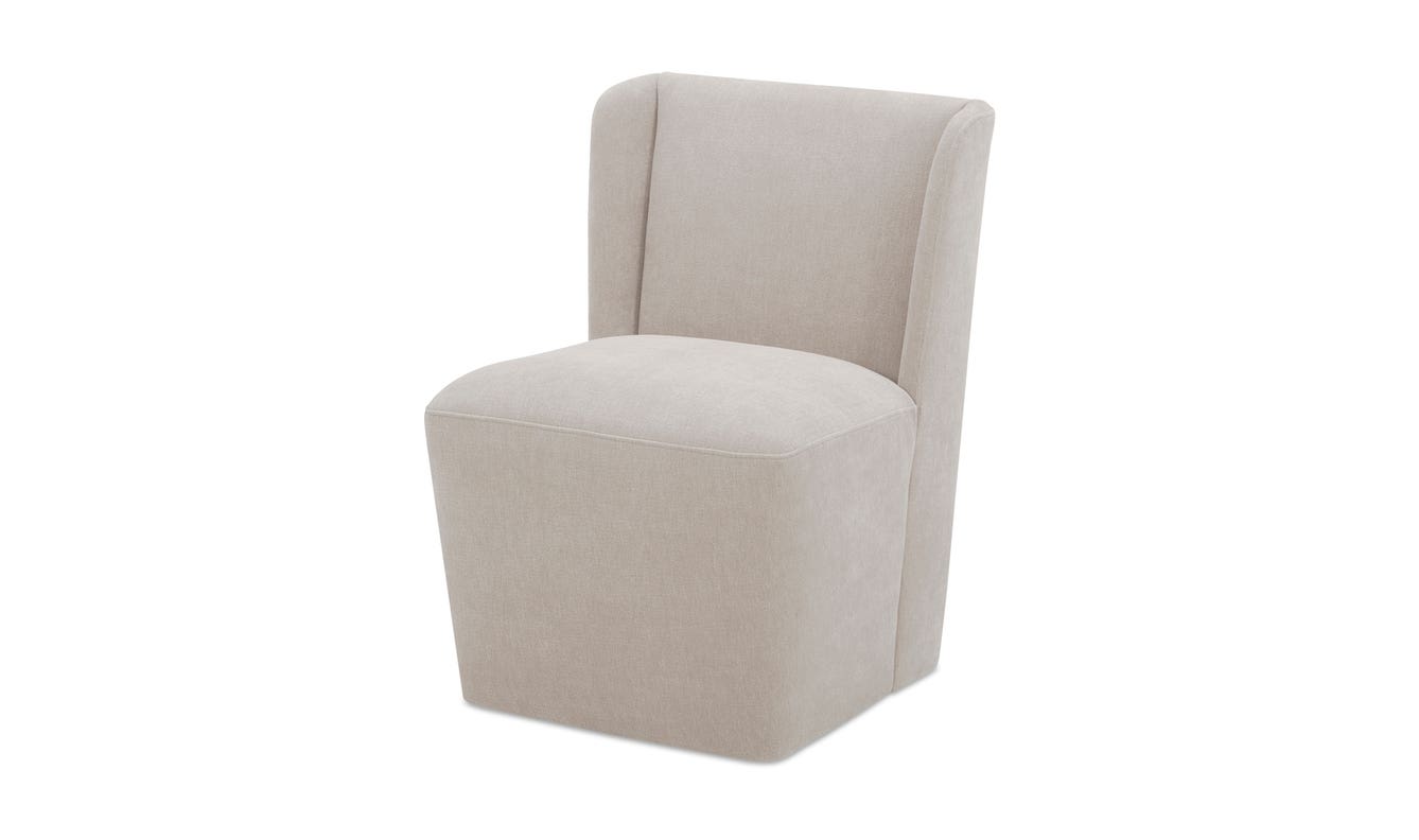 detail view of Cormac Rolling Dining Chair Performance Fabric Warm Sand luxury Chair