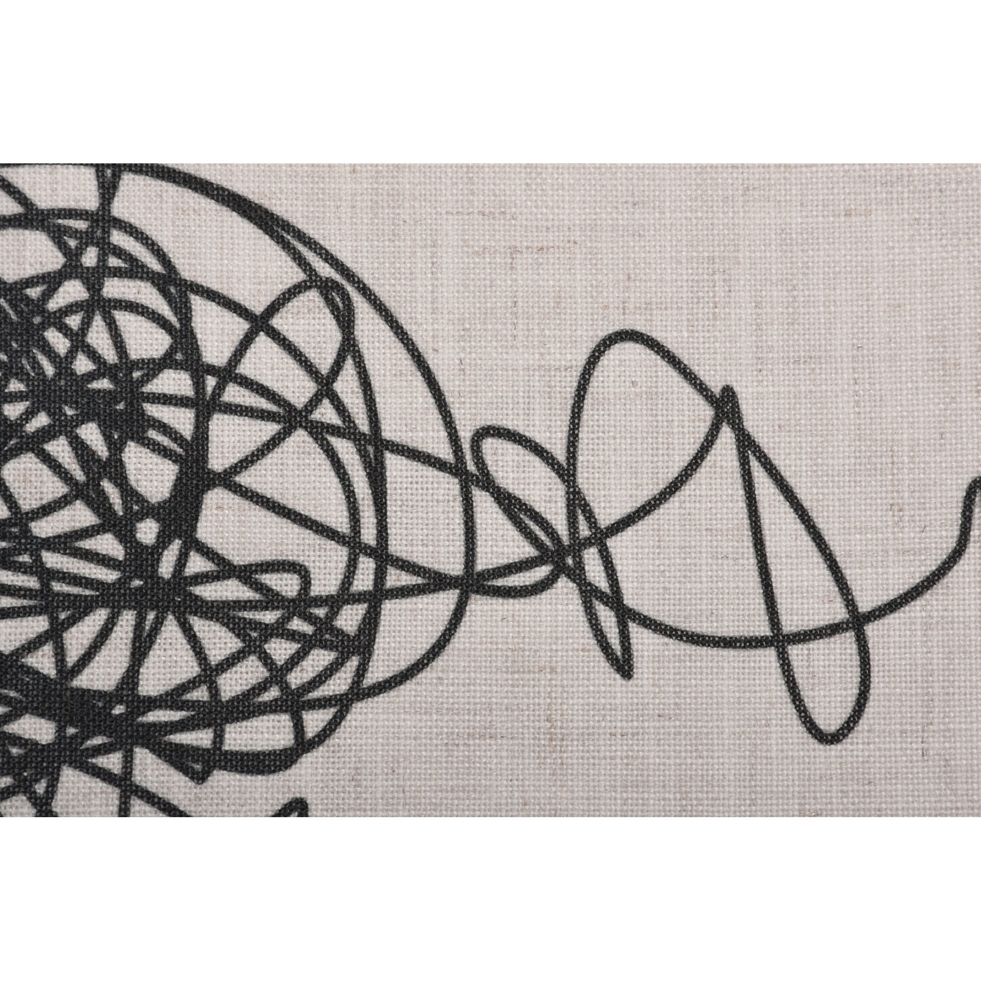 Close-up of Knot Indoor Pillow showing intricate black line art on beige fabric
