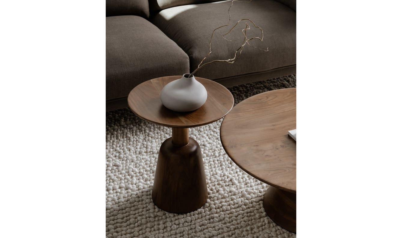 side view of Nels End Table Dark Brown luxury End Table
