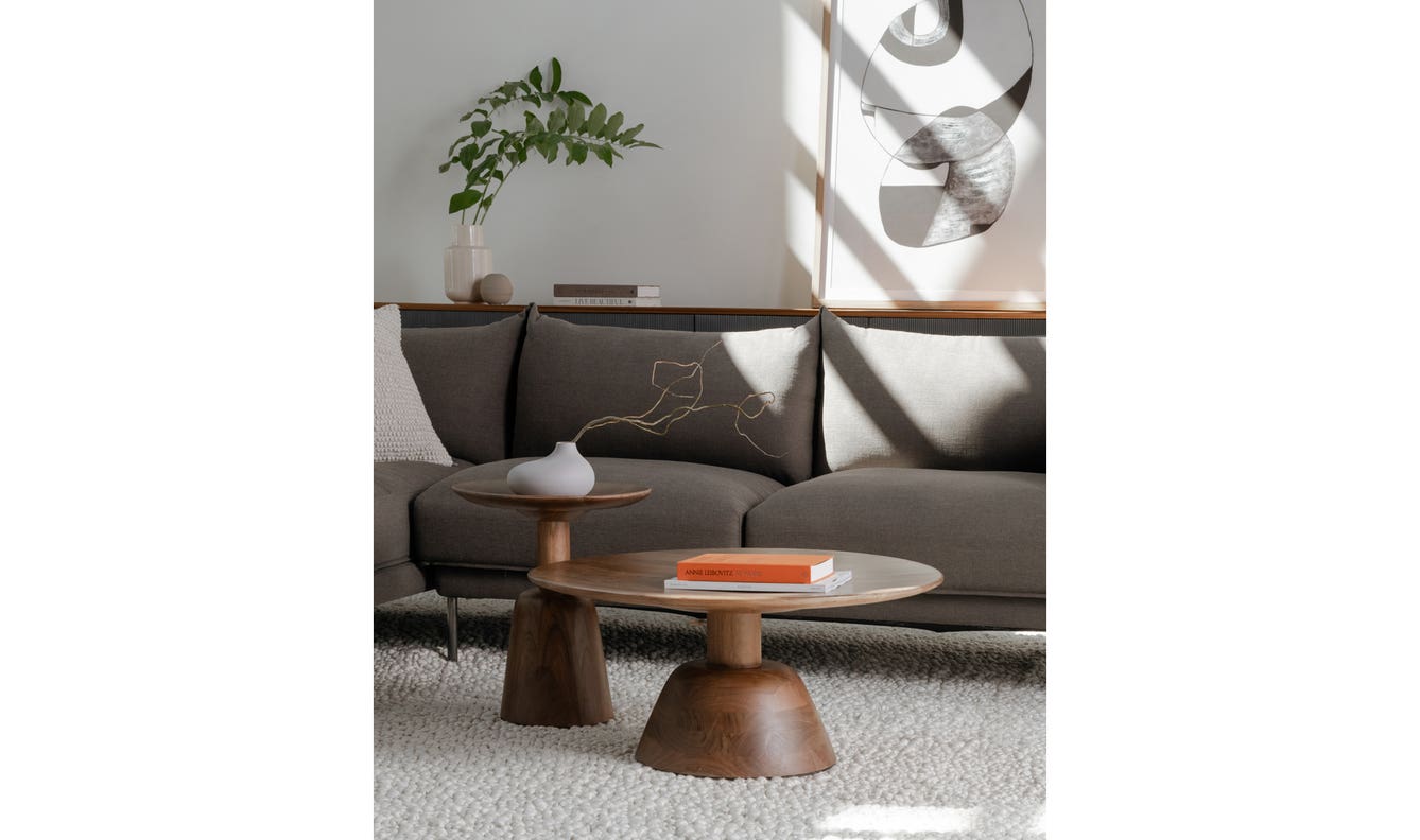 angle view of Nels Coffee Table Dark Brown luxury Coffee Table