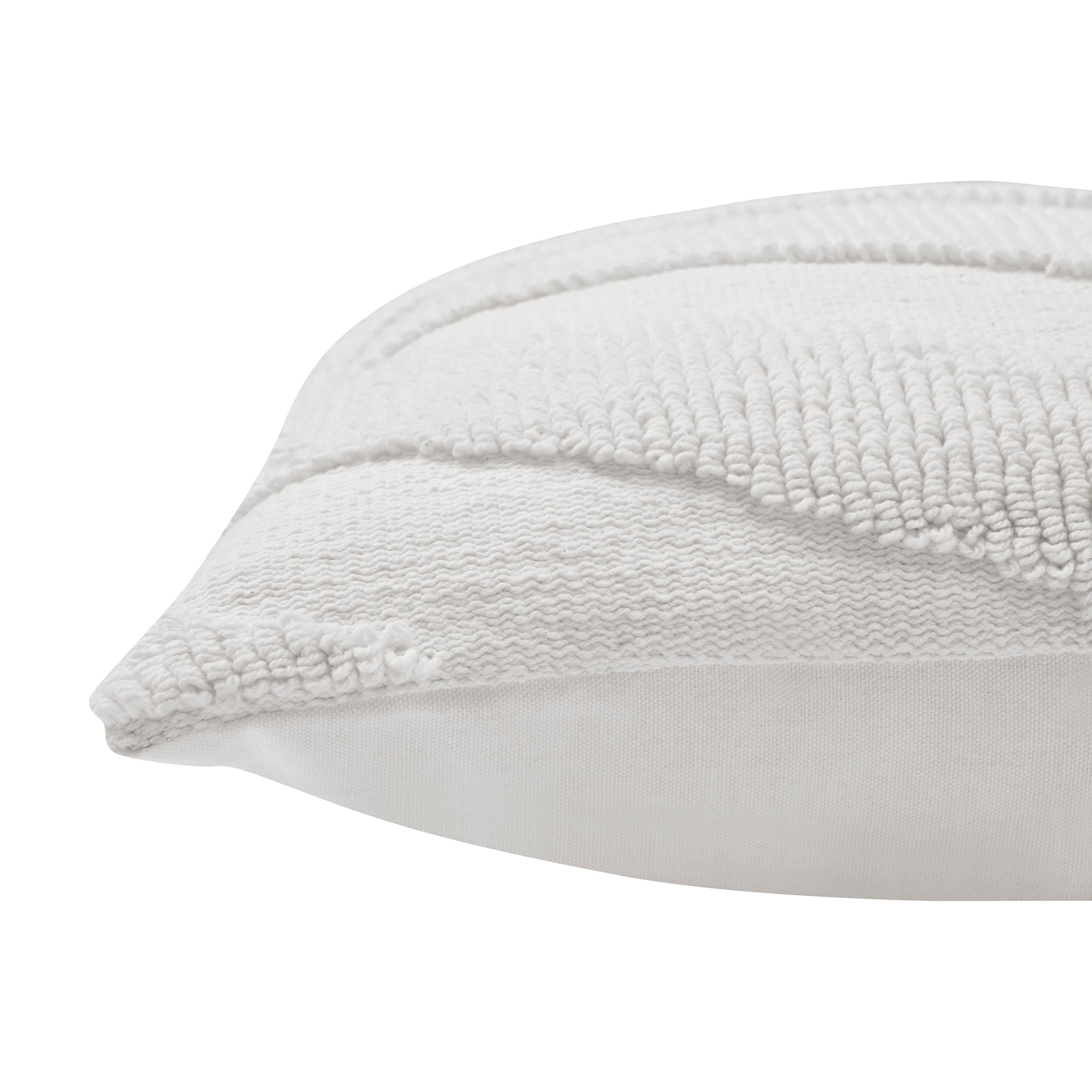 Detailed side view of Chiara Indoor Pillow highlighting its texture
