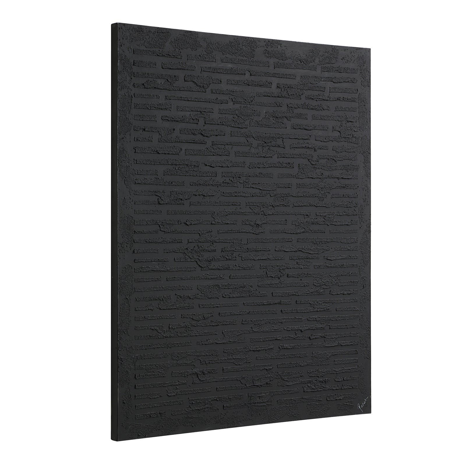 Kinetic canvas art by Renwil featuring a textured black surface with layered patterns.