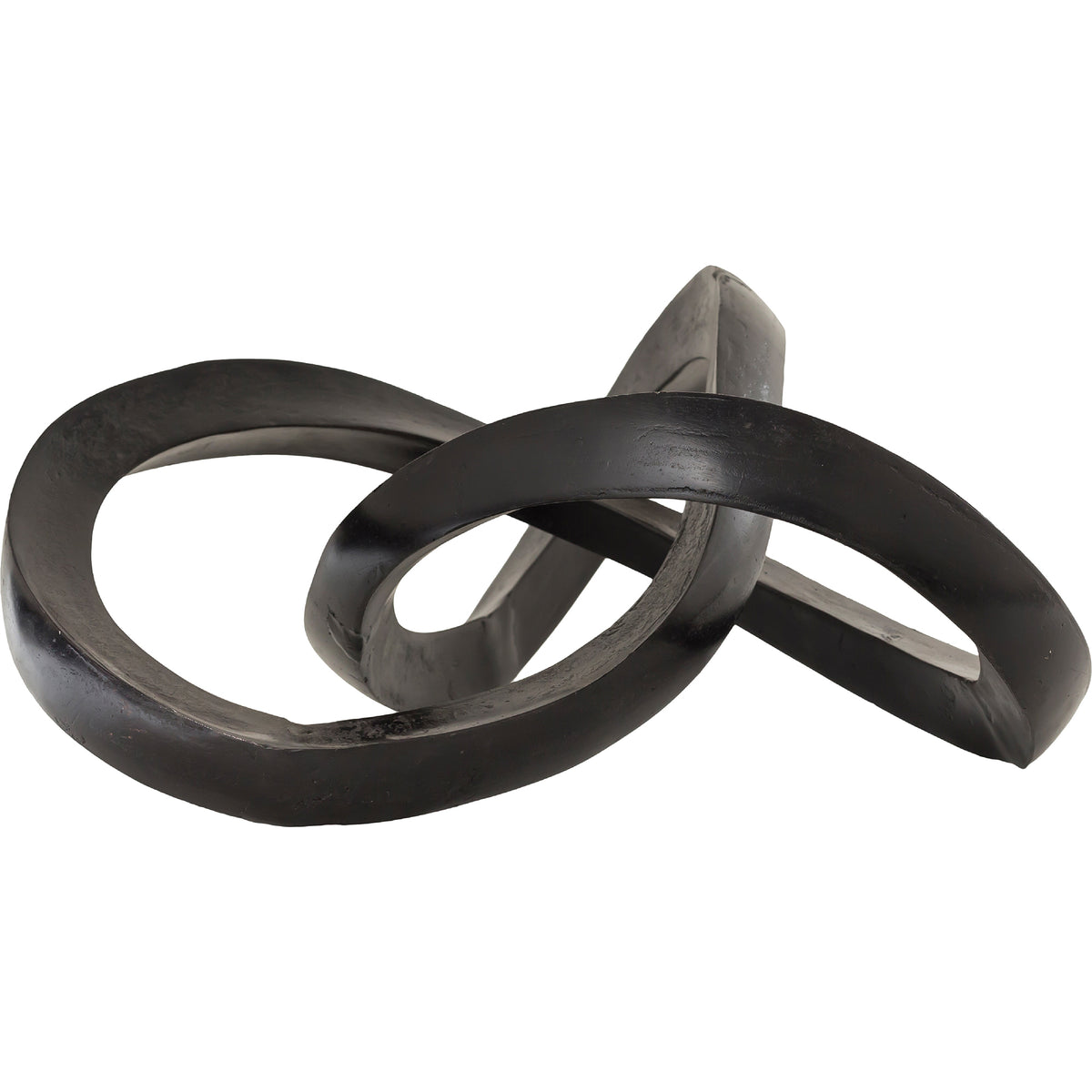 Marijo Statue by Renwil, abstract black sculpture with intertwined loops, modern design.