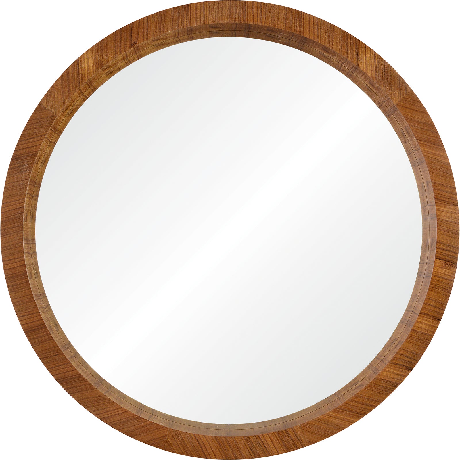 Brybjar Wall Mirror with a round wooden frame in a warm brown finish.