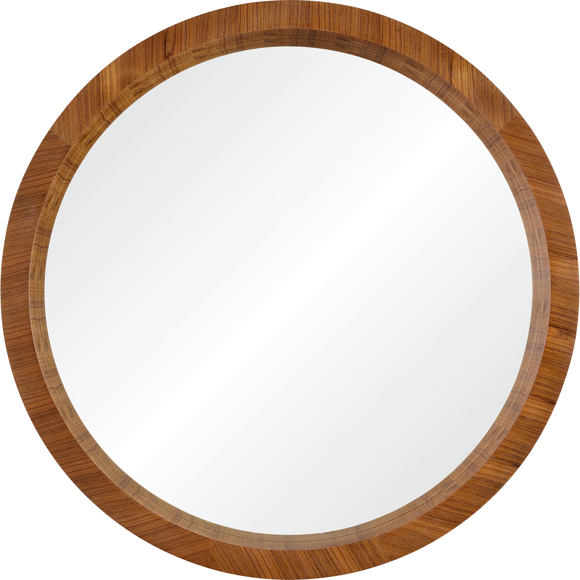 Brybjar Wall Mirror with a round wooden frame in a warm brown finish.