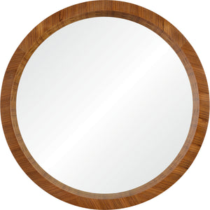 Brybjar Wall Mirror with a round wooden frame in a warm brown finish.