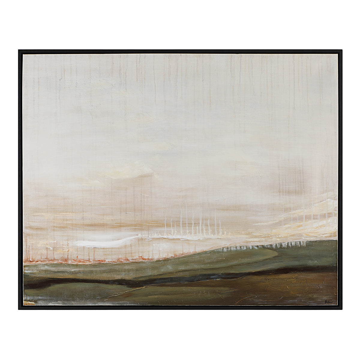 Mackay Canvas Art featuring abstract landscape in soft beige and green tones