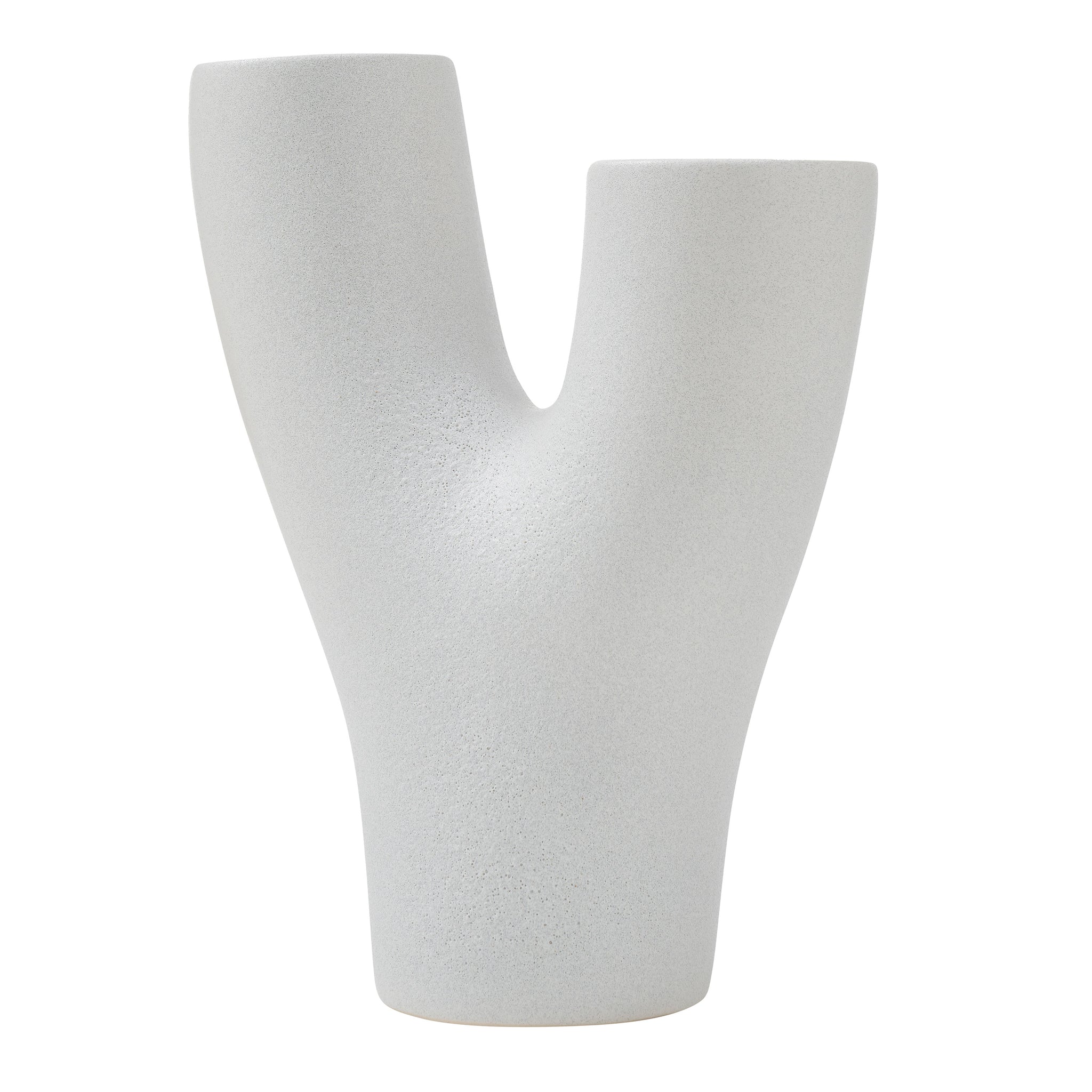 Jocasta Large Vase in light gray, featuring a modern Y-shaped silhouette.