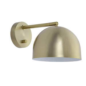 Conali Wall Sconce in brushed brass with a dome shade and adjustable arm.