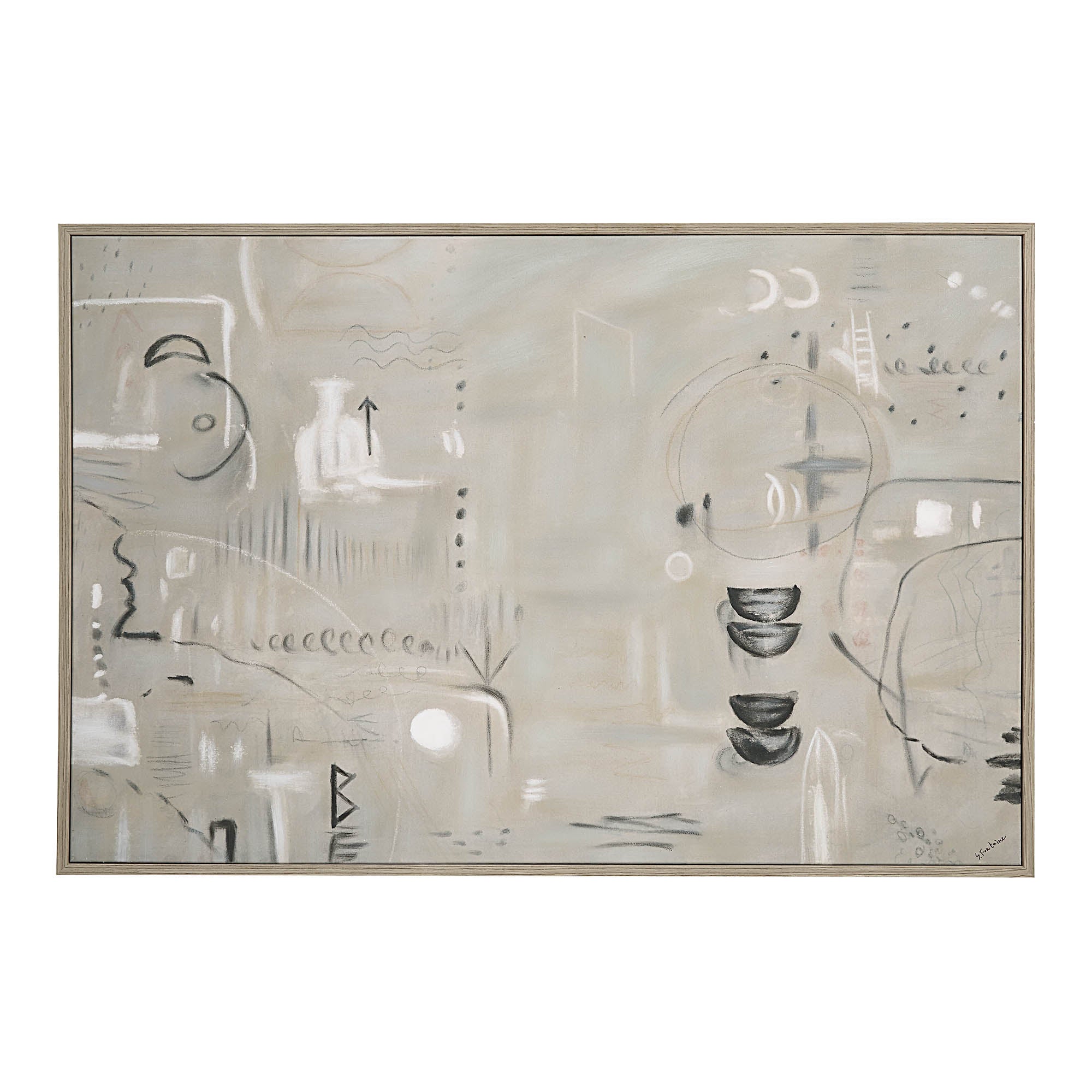 Kore Canvas Art featuring abstract design in muted tones with geometric shapes