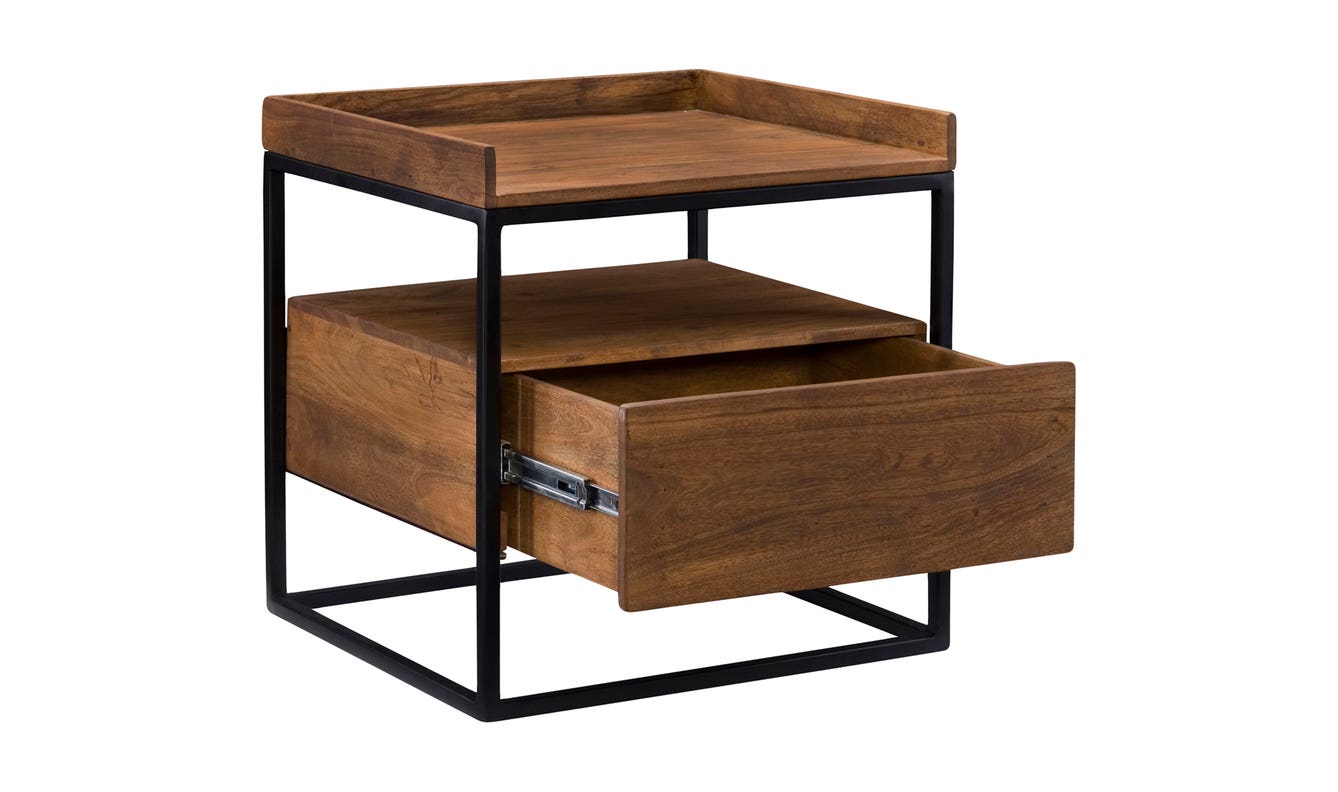 side view of Vancouver Side Table Light Brown luxury End Table