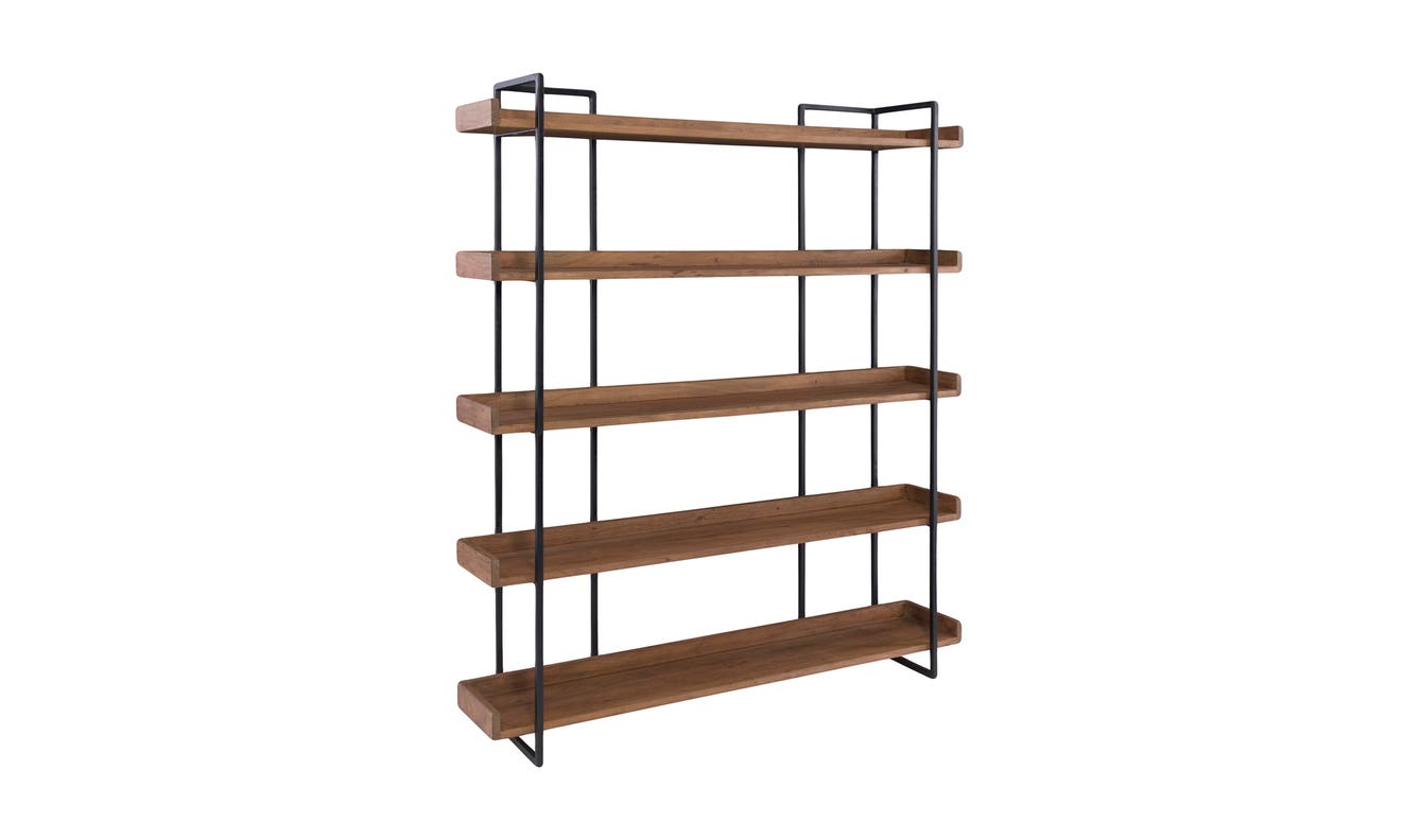 side view of Vancouver Bookshelf Large Light Brown luxury Bookcases & Standing Shelv
