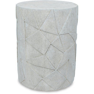 Nodin Side Table in textured light gray concrete with geometric pattern
