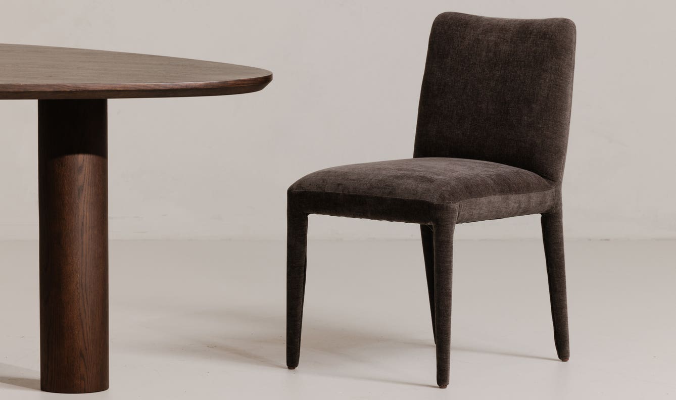 angle view of Calla Dining Chair Set Of Two Dark Grey luxury Chair