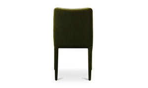 lifestyle view of Calla Dining Chair Set Of Two Green Velvet luxury Chair