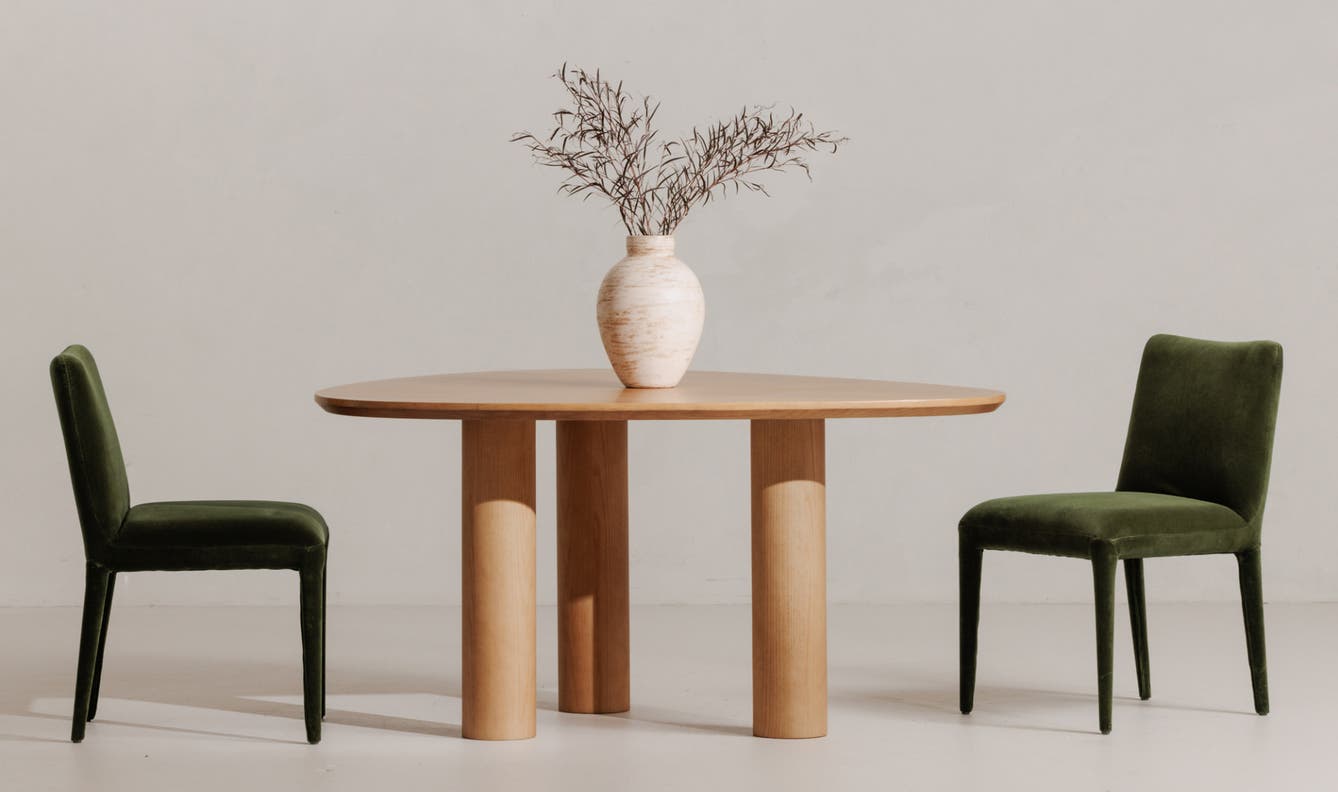 side view of Calla Dining Chair Set Of Two Green Velvet luxury Chair