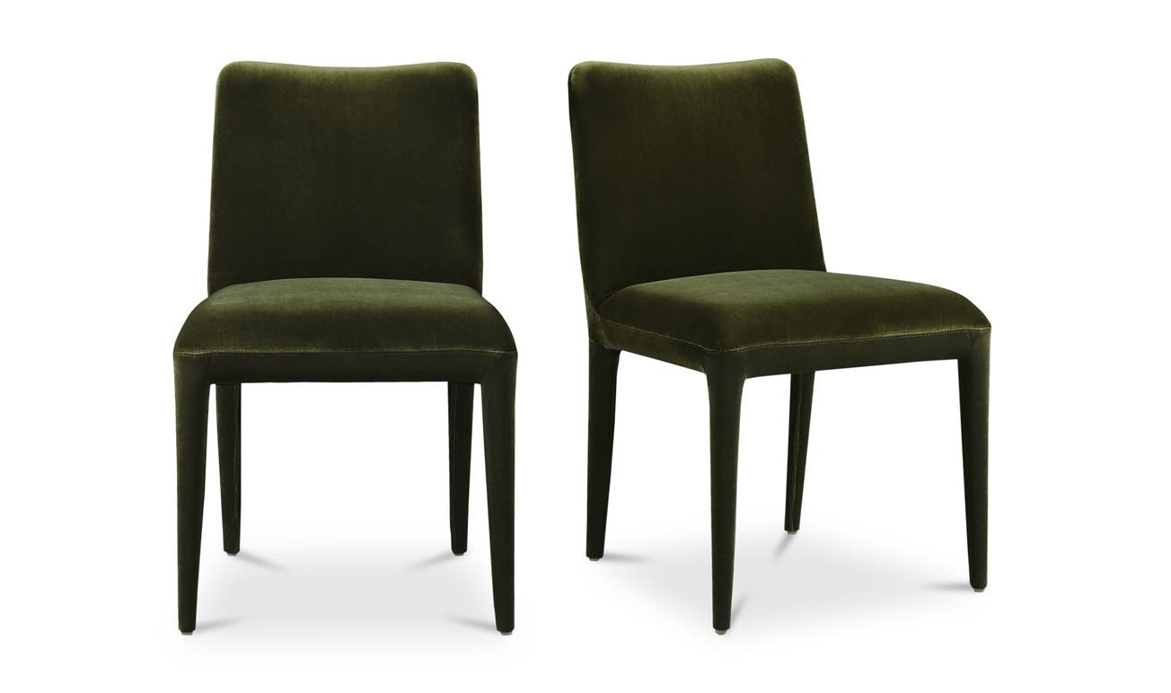 front view of Calla Dining Chair Set Of Two Green Velvet luxury Chair