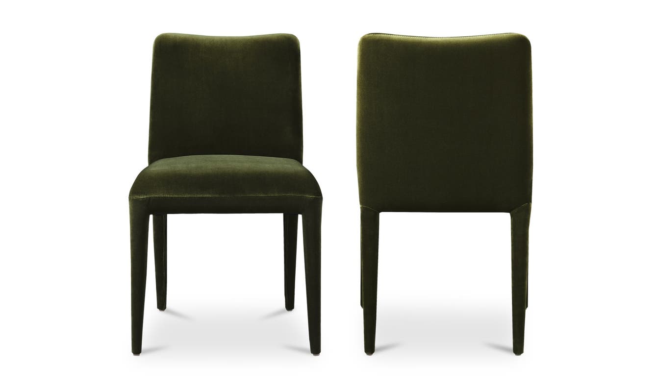 detail view of Calla Dining Chair Set Of Two Green Velvet luxury Chair