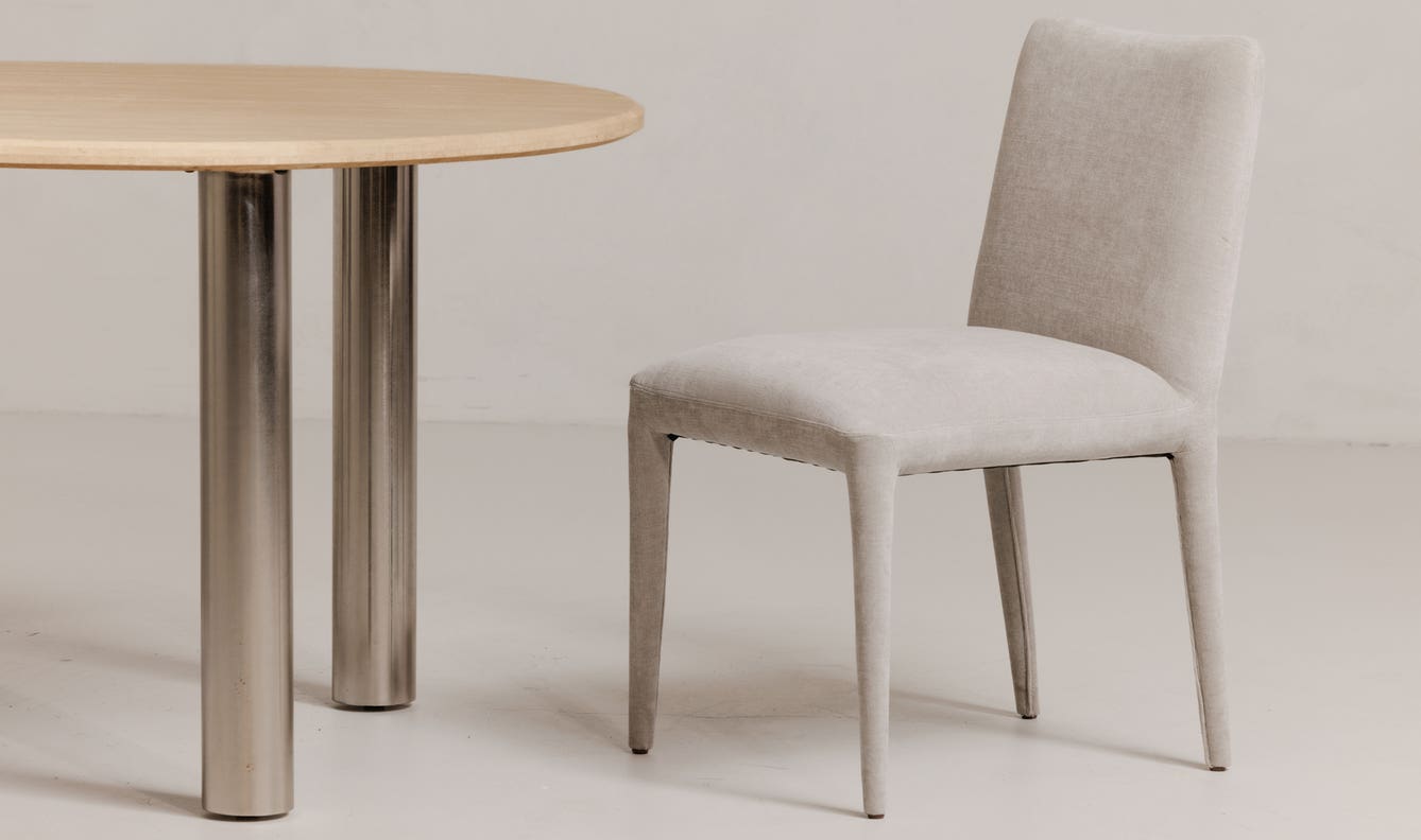 angle view of Calla Dining Chair Set Of Two Light Grey luxury Chair