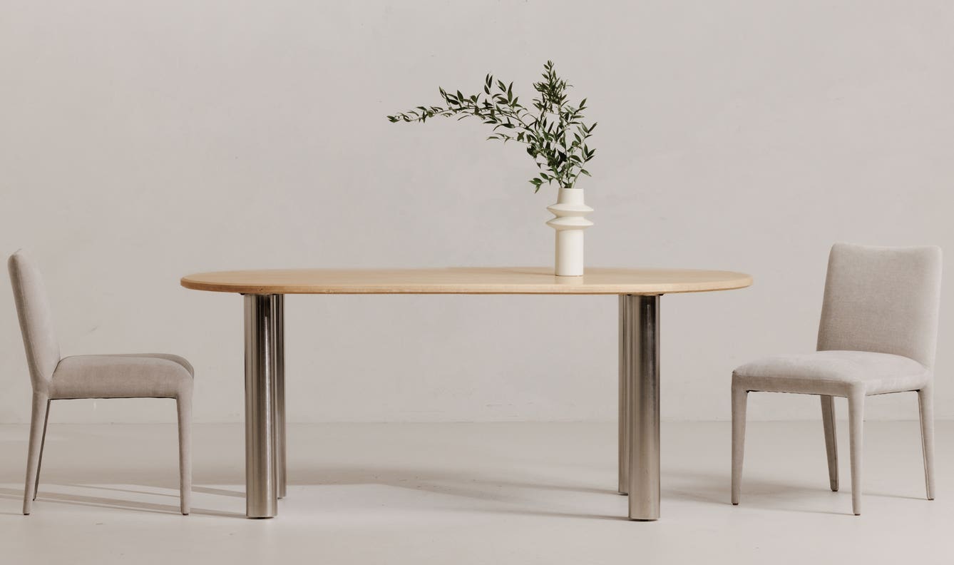 side view of Calla Dining Chair Set Of Two Light Grey luxury Chair